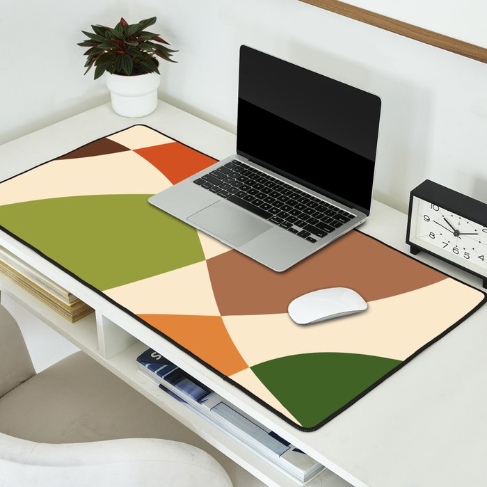 Abstract Mid-century Retro Earthy Shapes Desk Mat Gallery Image 2