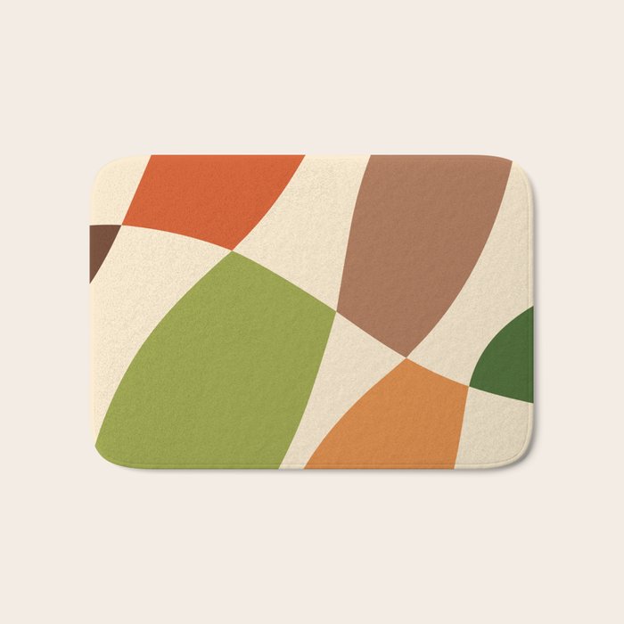 Abstract Mid-century Retro Earthy Shapes Bath Mat Gallery Image 1