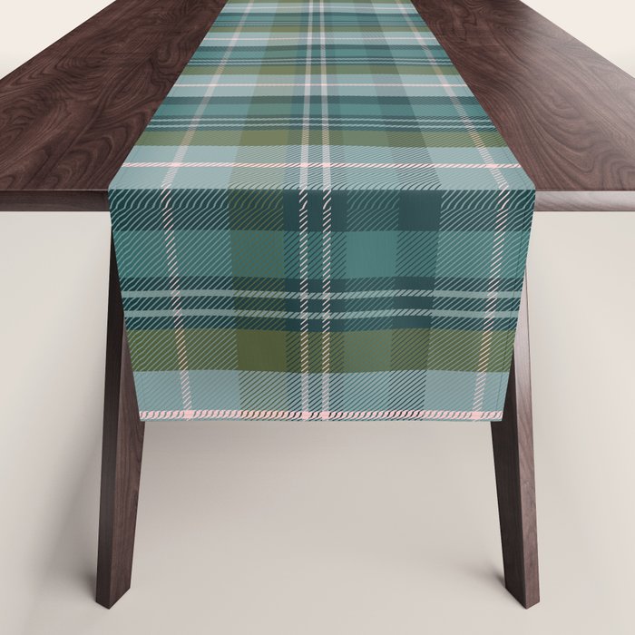 Tartan Plaid - Green, Blue and Pink Table Runner Gallery Image 1