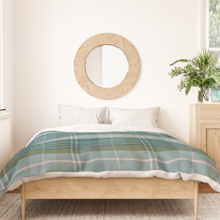 Tartan Plaid - Green, Blue and Pink Duvet Cover Gallery Image 3