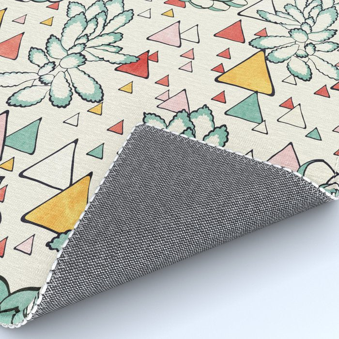 Succulent and triangles seamless pattern Rug Gallery Image 4
