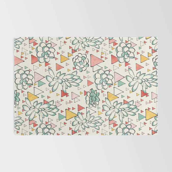 Succulent and triangles seamless pattern Rug Gallery Image 2
