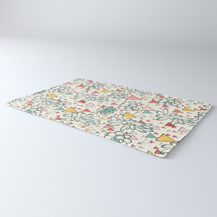 Succulent and triangles seamless pattern Rug Gallery Image 3
