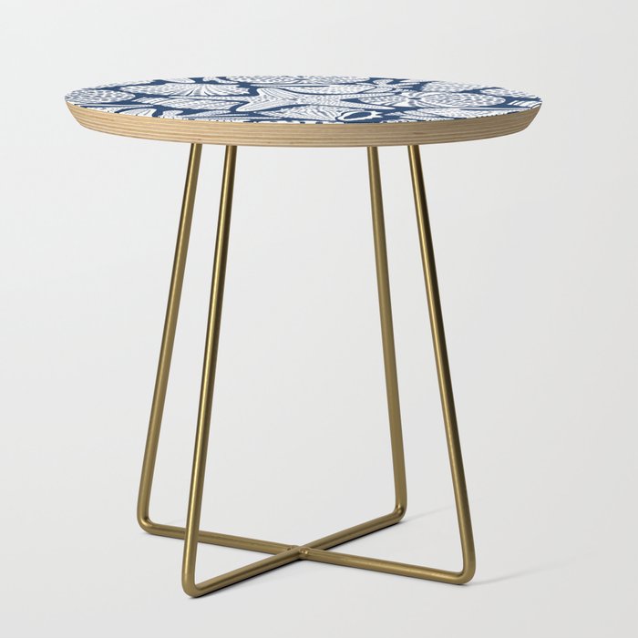 Ocean Floor Nautical Shells Navy Blue Side Table Gallery Image 1