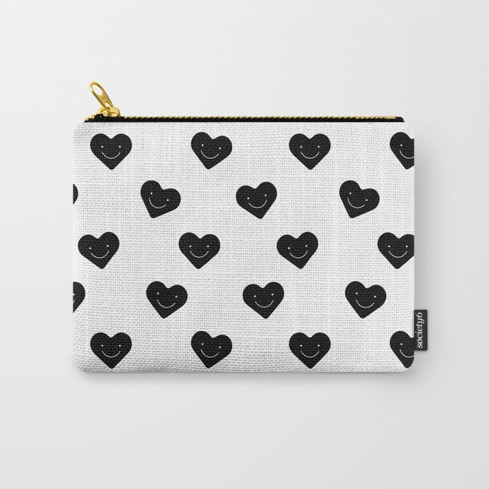 Black and white love heart doodle pattern Carry All Pouch Gallery Image 1