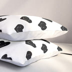 Black and white love heart doodle pattern Pillow Sham Gallery Image 3
