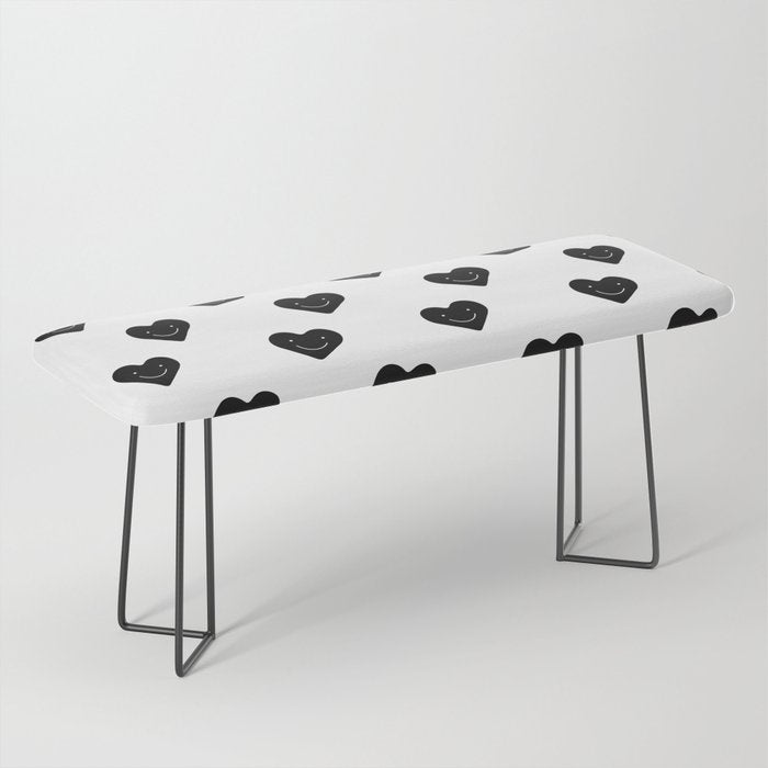Black and white love heart doodle pattern Bench Gallery Image 1