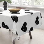 Black and white love heart doodle pattern Tablecloth Gallery Image 3