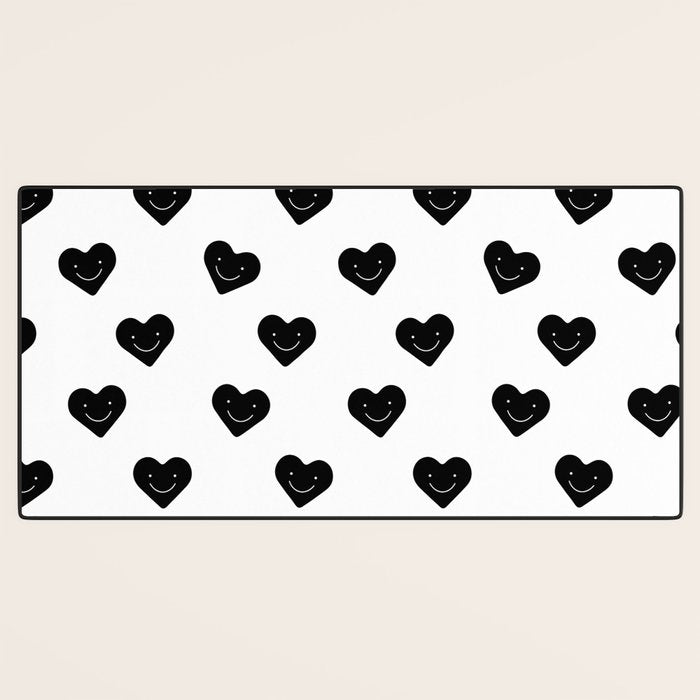 Black and white love heart doodle pattern Desk Mat Gallery Image 3