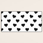 Black and white love heart doodle pattern Desk Mat Gallery Image 3