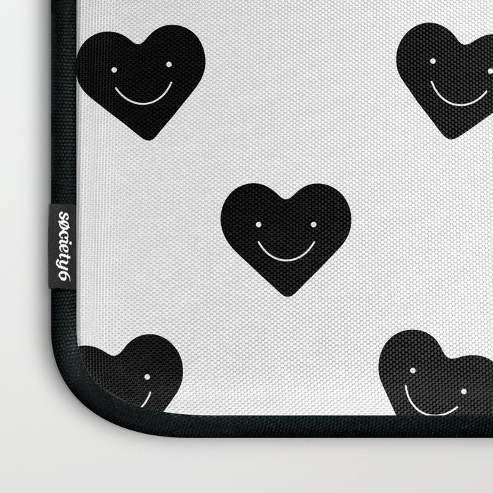 Black and white love heart doodle pattern Laptop Sleeve Gallery Image 3