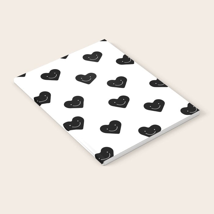 Black and white love heart doodle pattern Notebook Gallery Image 2