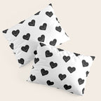 Black and white love heart doodle pattern Pillow Sham Gallery Image 3