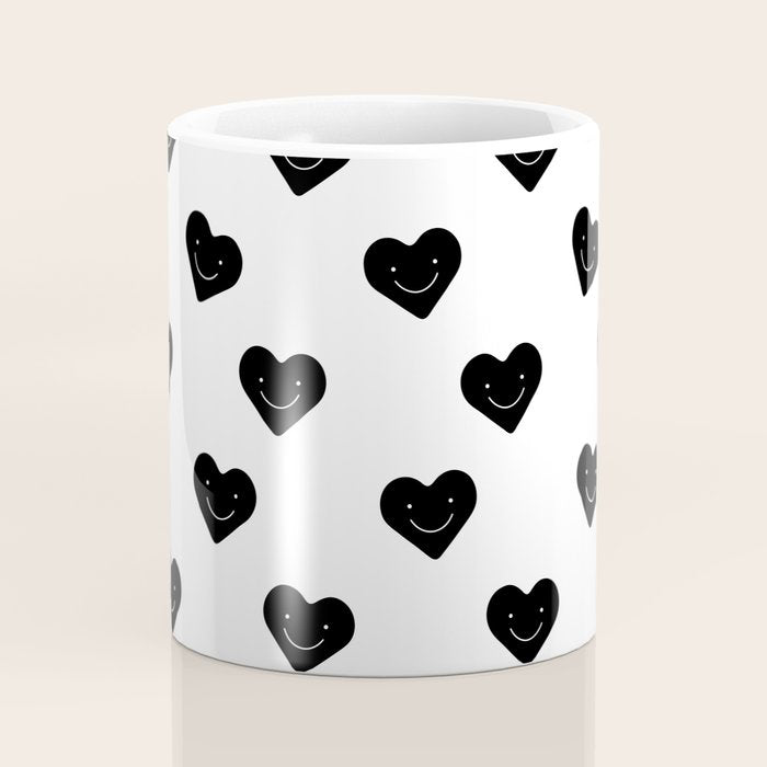 Black and white love heart doodle pattern Coffee Mug Gallery Image 4