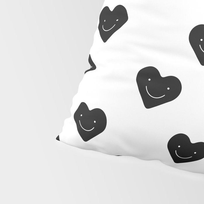 Black and white love heart doodle pattern Pillow Sham Gallery Image 4