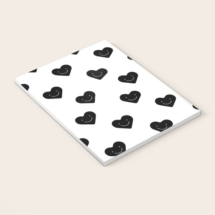 Black and white love heart doodle pattern Notebook Gallery Image 3