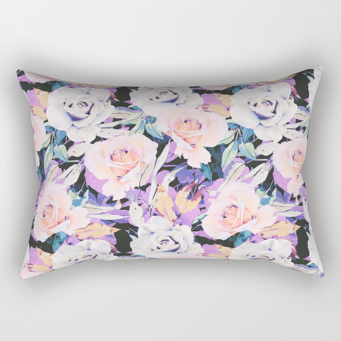 Modern Dark Vibrant Flowery D Rectangular Pillow Gallery Image 2