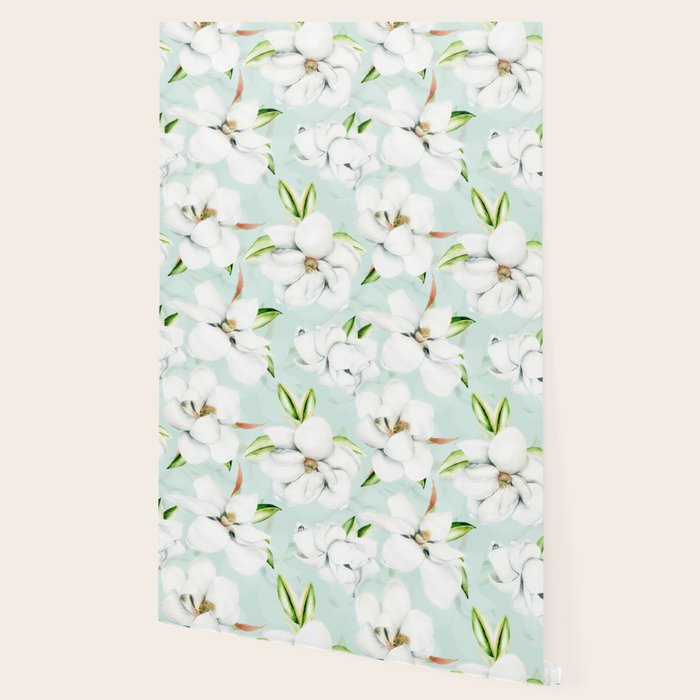 Hygge Magnolia Watercolor Pastel Flowers Wallpaper Gallery Image 2