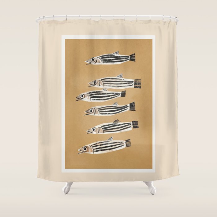 Minimal Fish Study Shower Curtain Gallery Image 1