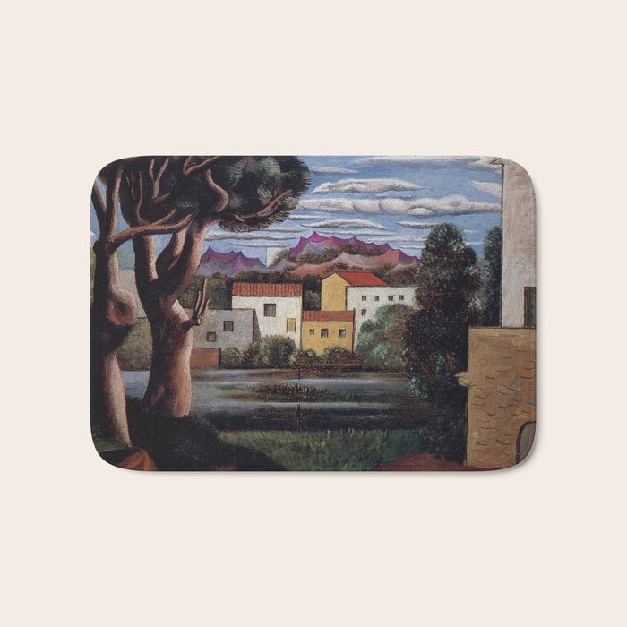 Pablo Picasso, Mediterranean Paysage (Landscape with Dead and Live Trees) (Paisaje con árbol muerto y vivo), oil on canvas landscape painting Bath Mat Gallery Image 1