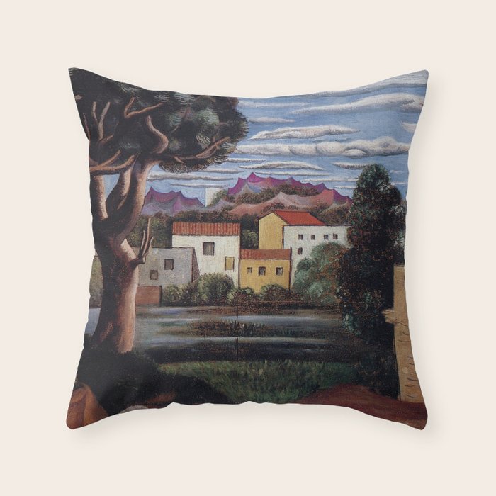 Pablo Picasso, Mediterranean Paysage (Landscape with Dead and Live Trees) (Paisaje con árbol muerto y vivo), oil on canvas landscape painting Throw Pillow Gallery Image 1