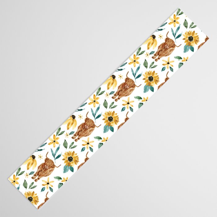 Sunflower Floral Highland Cow Table Runner Gallery Image 3