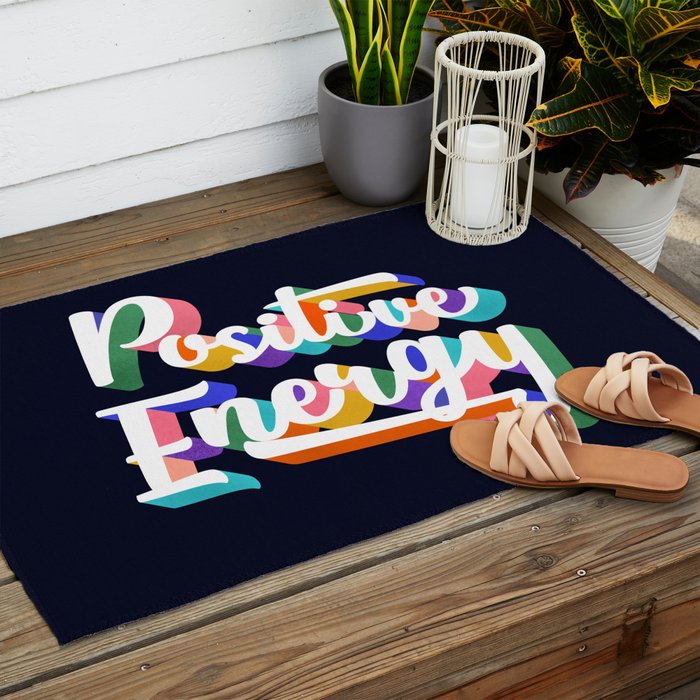 Positive Energy- typography Outdoor Rug Gallery Image 2