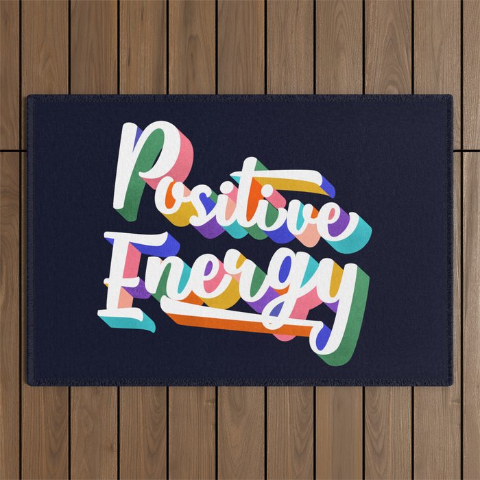 Positive Energy- typography Outdoor Rug Gallery Image 1