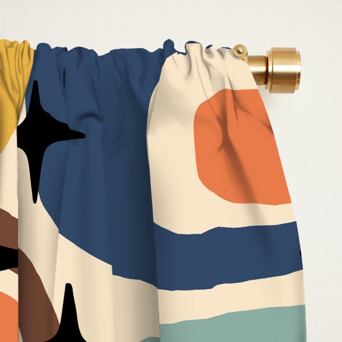 Retro Mid Century Modern Atomic Pattern Window Curtain Gallery Image 2