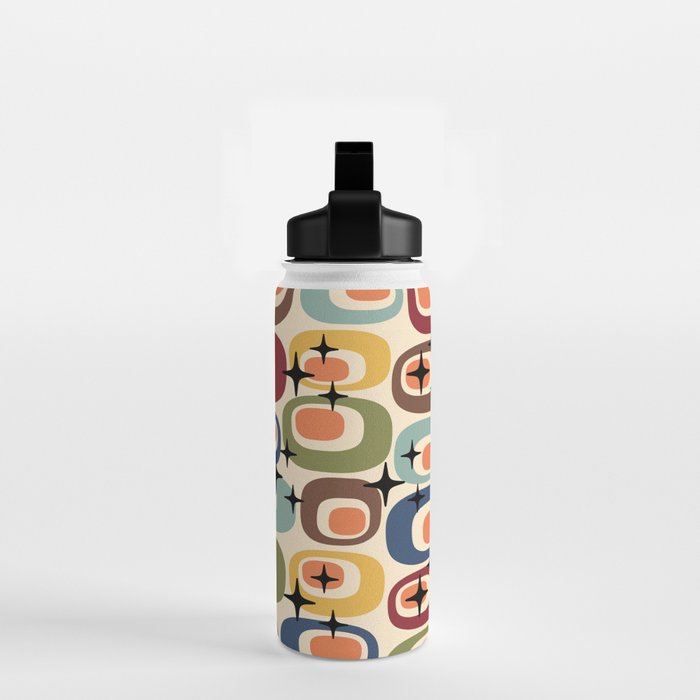 Retro Mid Century Modern Atomic Pattern Water Bottle Gallery Image 2
