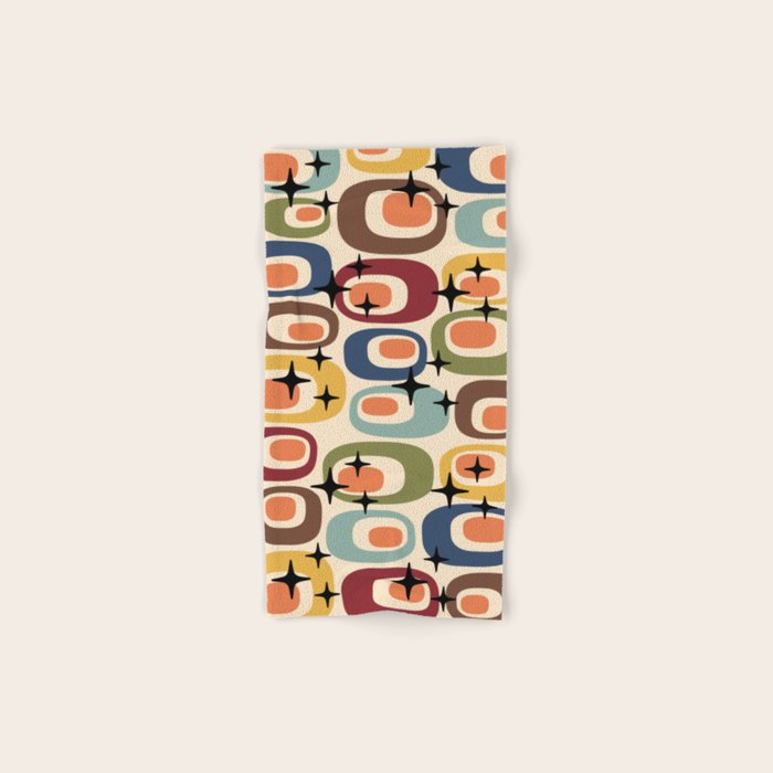 Retro Mid Century Modern Atomic Pattern Bath Towel Gallery Image 1