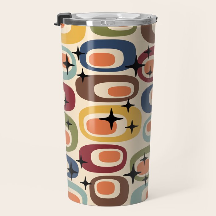 Retro Mid Century Modern Atomic Pattern Travel Mug Gallery Image 3