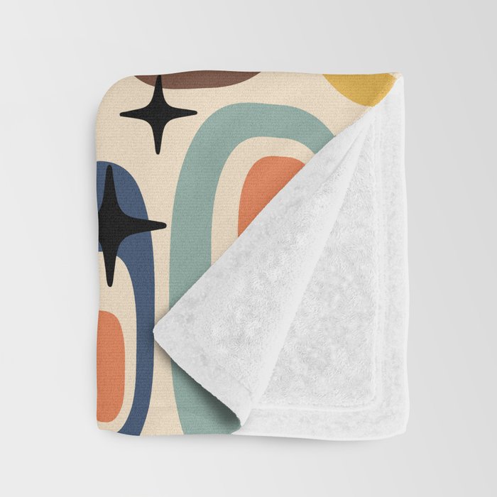 Retro Mid Century Modern Atomic Pattern Throw Blanket Gallery Image 3