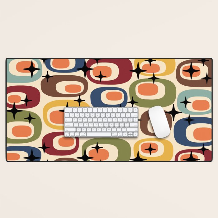 Retro Mid Century Modern Atomic Pattern Desk Mat Gallery Image 1