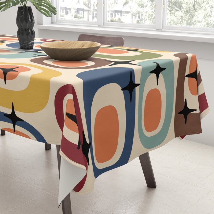 Retro Mid Century Modern Atomic Pattern Tablecloth Gallery Image 3