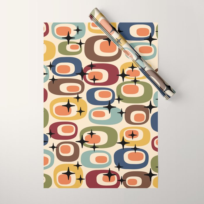Retro Mid Century Modern Atomic Pattern Wrapping Paper Gallery Image 1
