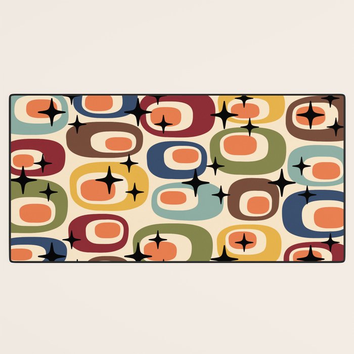 Retro Mid Century Modern Atomic Pattern Desk Mat Gallery Image 3
