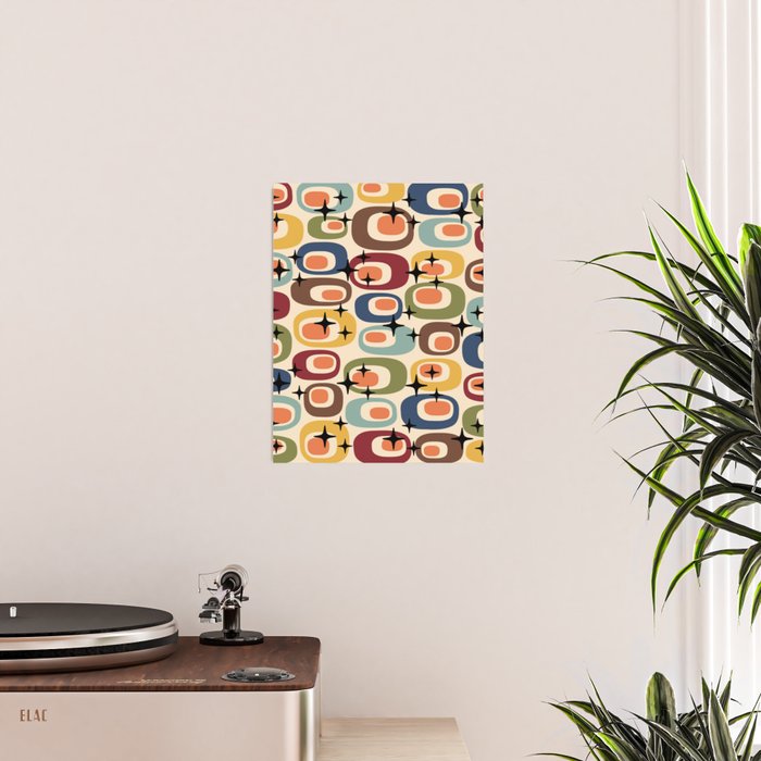 Retro Mid Century Modern Atomic Pattern Poster Gallery Image 2