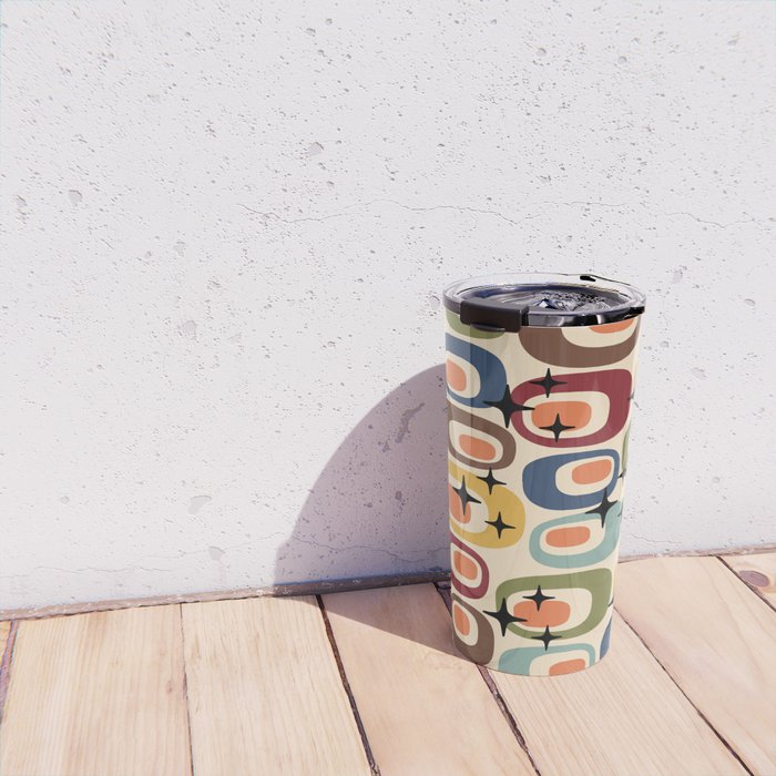 Retro Mid Century Modern Atomic Pattern Travel Mug Gallery Image 4