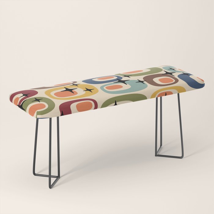 Retro Mid Century Modern Atomic Pattern Bench Gallery Image 1