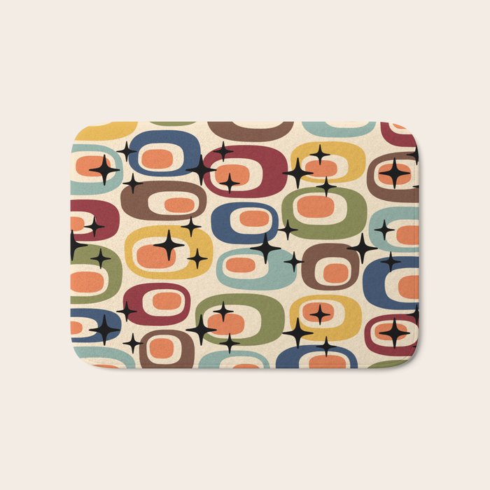 Retro Mid Century Modern Atomic Pattern Bath Mat Gallery Image 1