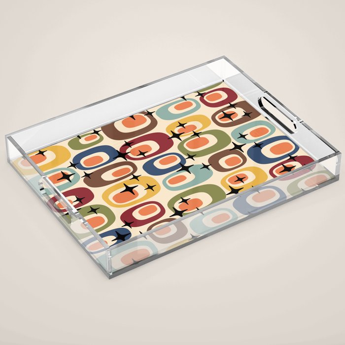 Retro Mid Century Modern Atomic Pattern Acrylic Tray Gallery Image 1