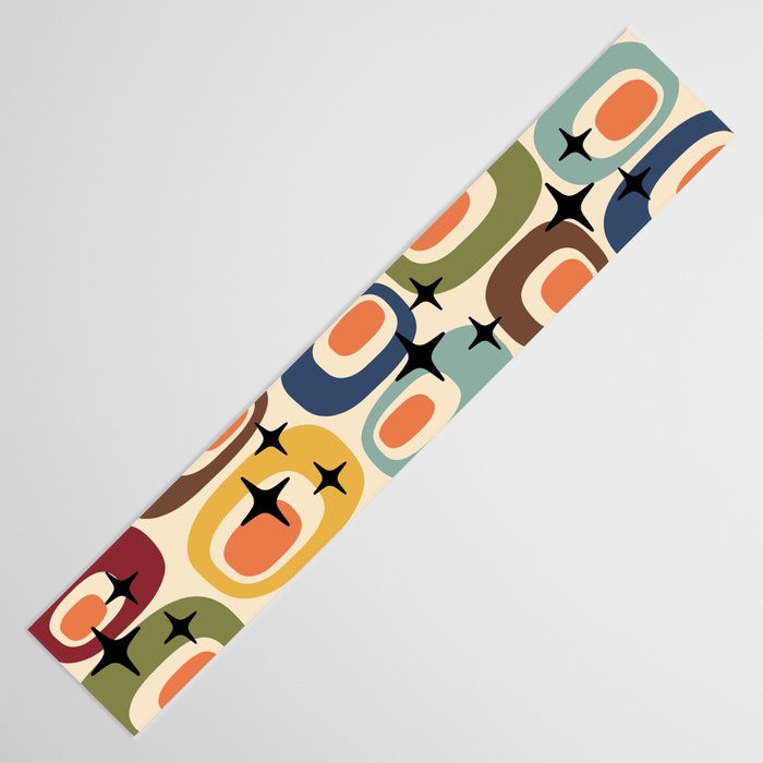 Retro Mid Century Modern Atomic Pattern Table Runner Gallery Image 3