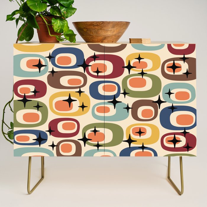 Retro Mid Century Modern Atomic Pattern Credenza Gallery Image 1