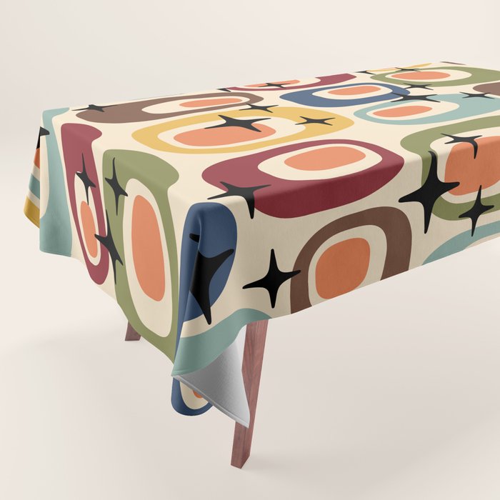 Retro Mid Century Modern Atomic Pattern Tablecloth Gallery Image 1