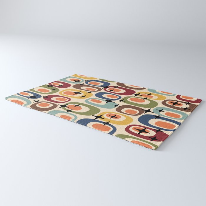 Retro Mid Century Modern Atomic Pattern Rug Gallery Image 3