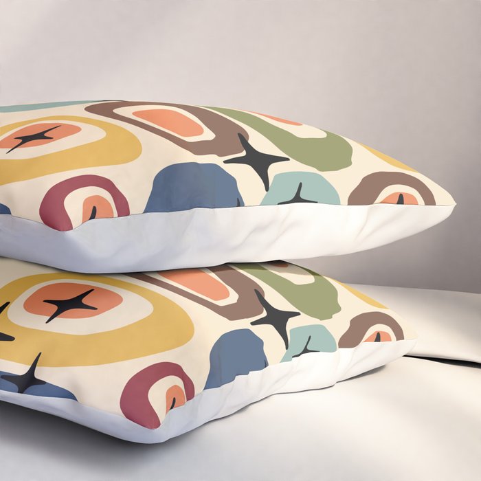 Retro Mid Century Modern Atomic Pattern Pillow Sham Gallery Image 3