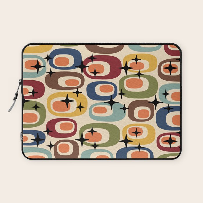 Retro Mid Century Modern Atomic Pattern Laptop Sleeve Gallery Image 1