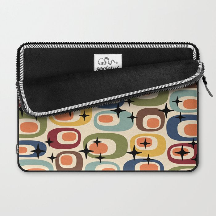 Retro Mid Century Modern Atomic Pattern Laptop Sleeve Gallery Image 2
