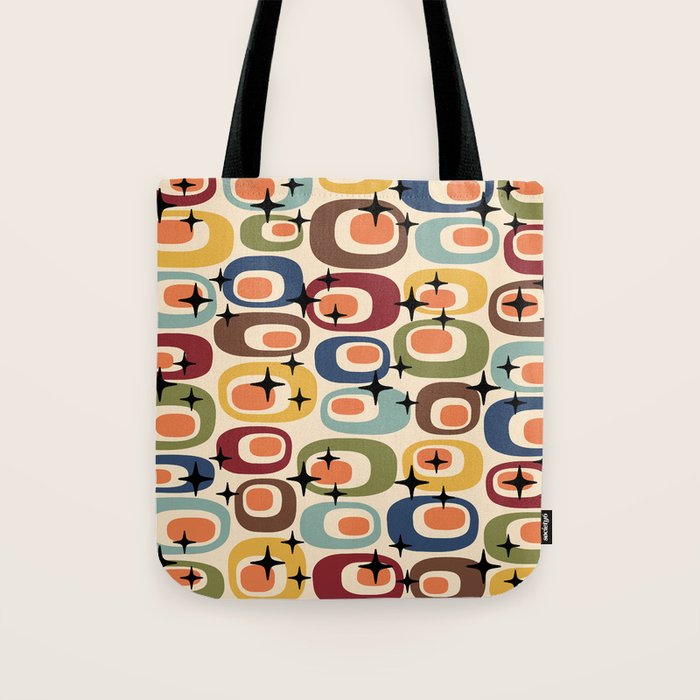 Retro Mid Century Modern Atomic Pattern Tote Bag Gallery Image 1